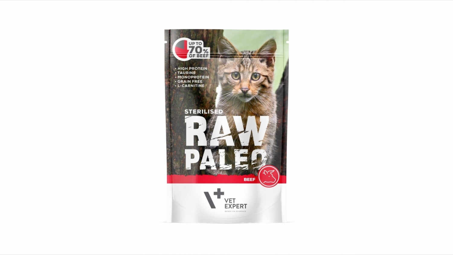 Raw Paleo Cat Sterilised Carne de Vita, 100 g