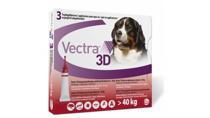 Vectra 3D solutie spot-on pentru caini 40kg, 3 pipete