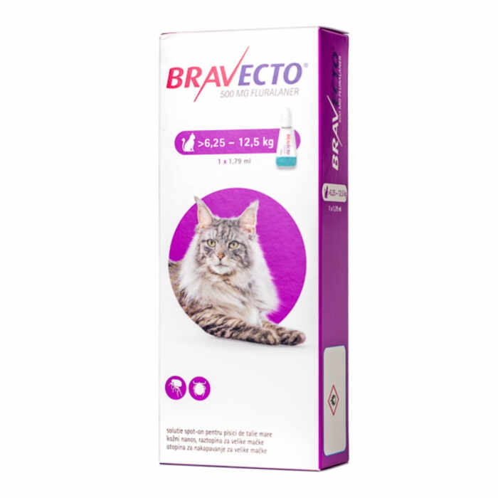 Bravecto Spot On Pisica 6.25 - 12.5 kg, 500 mg, 1 pipeta