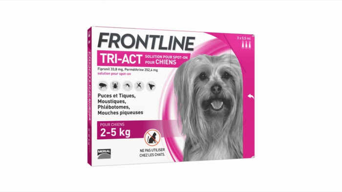 Frontline Tri-act XS spot on pentru caini 2-5 kg - 3 pipete antiparazitare