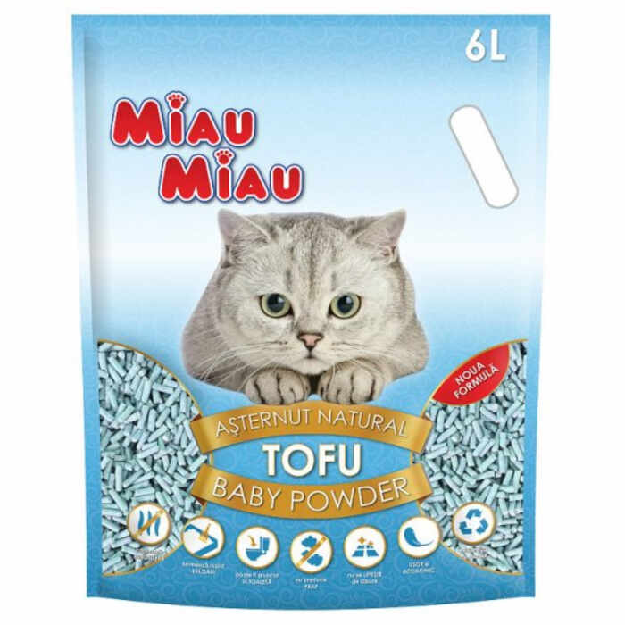 Nisip Pisici Tofu Baby Powder, Miau Miau 6L