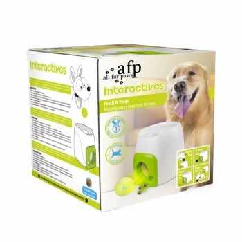 ALL FOR PAWS Dispenser Interactiv pentru Recompense, jucărie interactivă câini, S-L, plastic, eliberare recompense, activități fizice, alb și verde, 16 x 16 x 20 cm