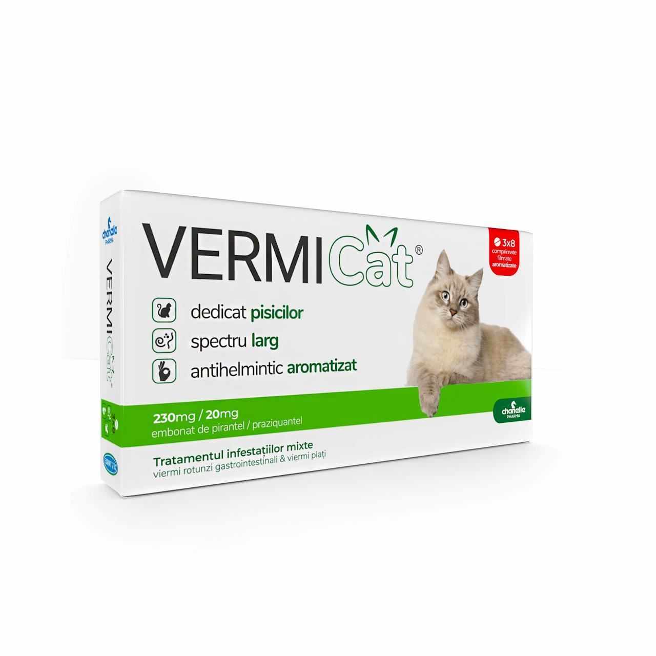Antiparazitar Intern Pentru Pisici Vermicat, 24 tablete