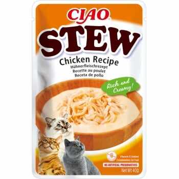 INABA Ciao Stew, Pui, plic hrană umedă fără cereale pisici, (în sos), 40g