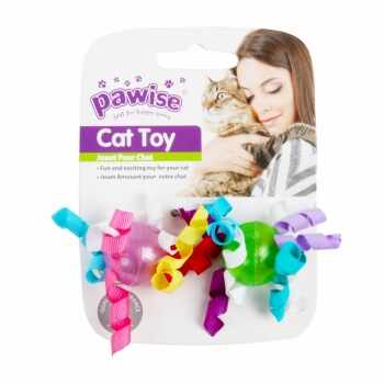PAWISE 2 Mingi cu Panglici, jucărie minge pisici, plastic, activități fizice, multicolor