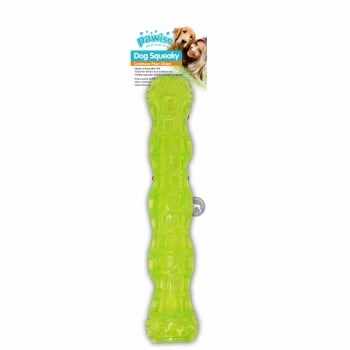 PAWISE Bat, jucărie de aport câini, S-L, plastic, dentiție, luminoasă, verde, 18 cm