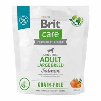 BRIT Care, L-XL, Somon, hrană uscată fără cereale câini, piele & blană, 1kg