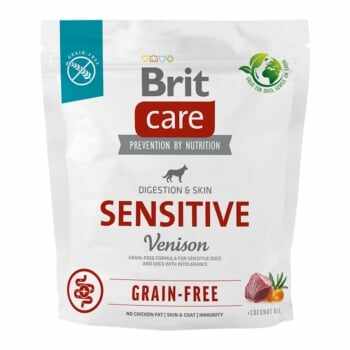 BRIT Care Sensitive, XS-XL, Vânat, hrană uscată fără cereale câini, sistem digestiv, 1kg