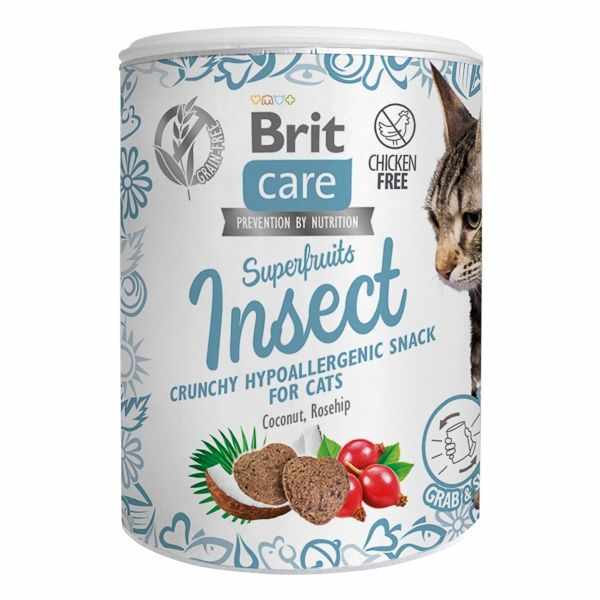Brit Care Cat Snack Superfruits Insect, 100 g - termen de valabilitate: 21.06.2023