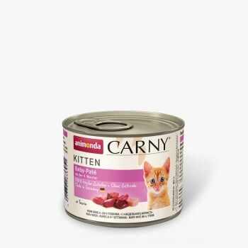 CARNY Baby Paté, Vită și Pui, conservă hrană umedă fără cereale pisici junior, (pate), 200g