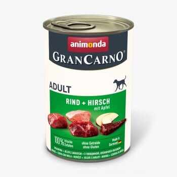 GRANCARNO Vită, XS-M, Căprioară și Măr, conservă hrană umedă fără cereale câini, (în aspic), 400g