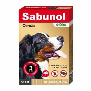 SABUNOL GPI, deparazitare externă câini, zgardă, M(10 - 25kg), 50 cm, auriu, 3 luni x 1buc