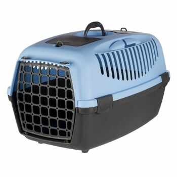 TRIXIE Capri 3, cușcă transport câini și pisici, XS(max. 2.5kg), plastic, deschidere frontală, gri și albastru, 40 x 38 x 61 cm