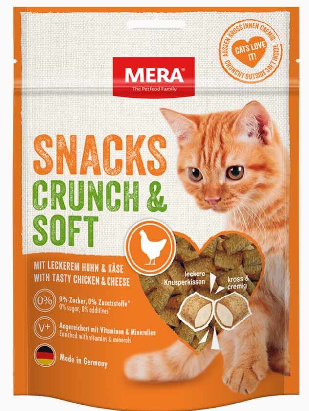 Biscuiti Pisici MERA Snacks Crunch Soft Pui 200g