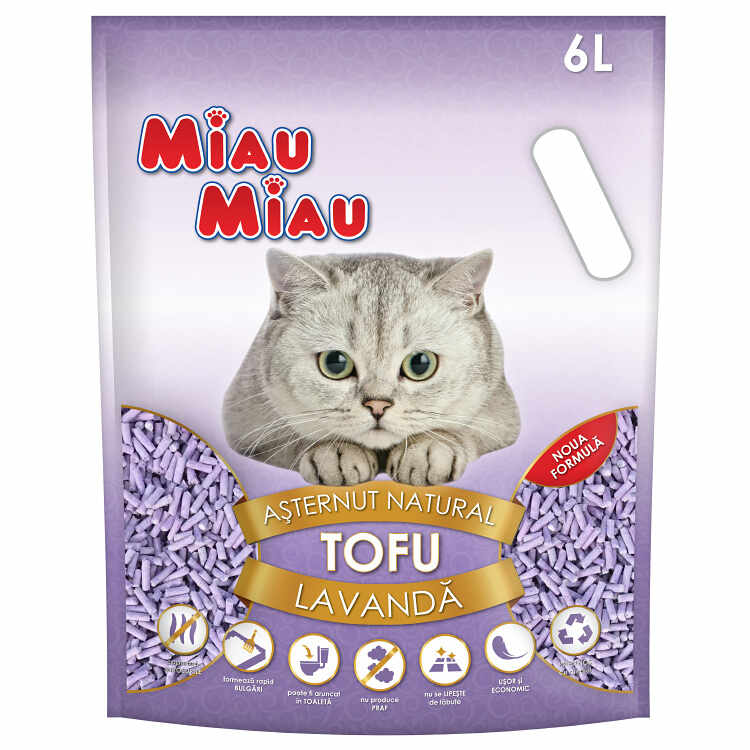 Nisip Pisici MIAU MIAU Tofu Lavanda (formula originala) 6L