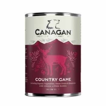 CANAGAN Country Game, XS-XL, Vânat, conservă hrană umedă fără cereale câini junior & adult, (în supă), 400g