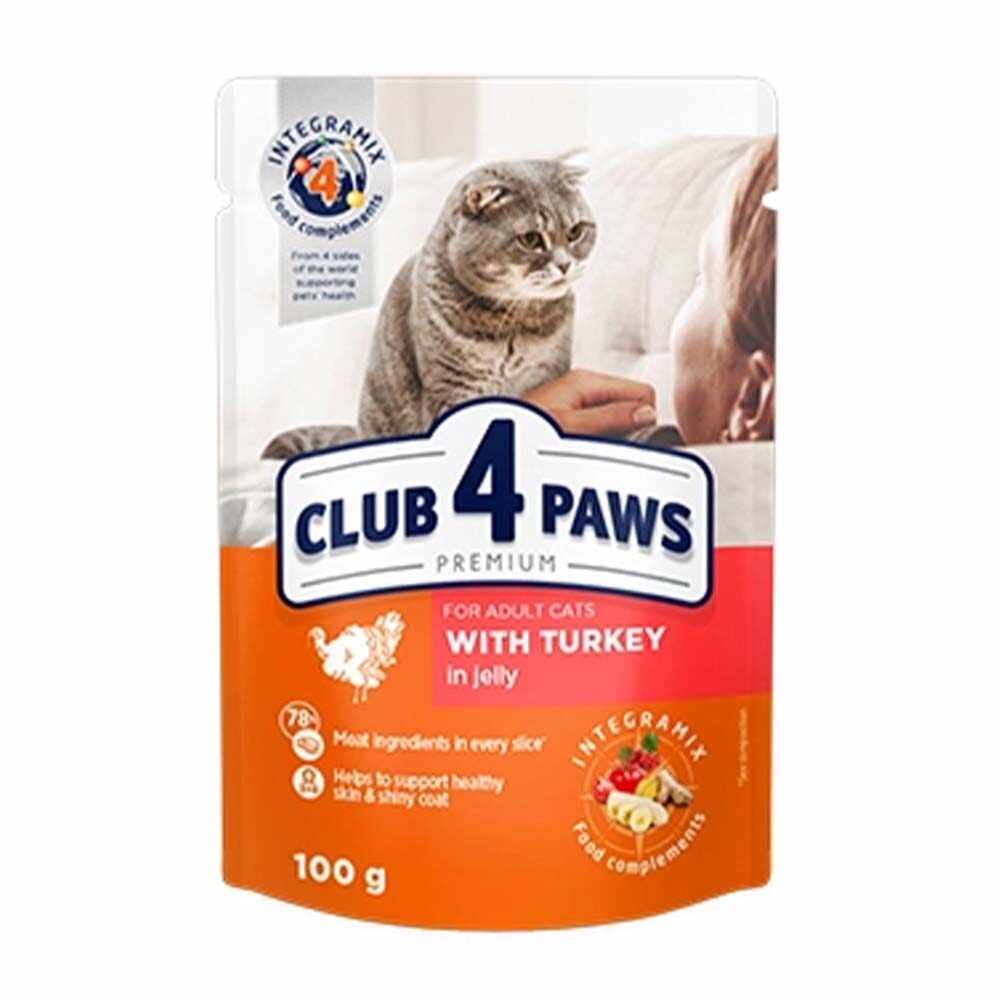 Club 4 Paws Premium Plic Pisica Adult - Curcan (in aspic) 100g