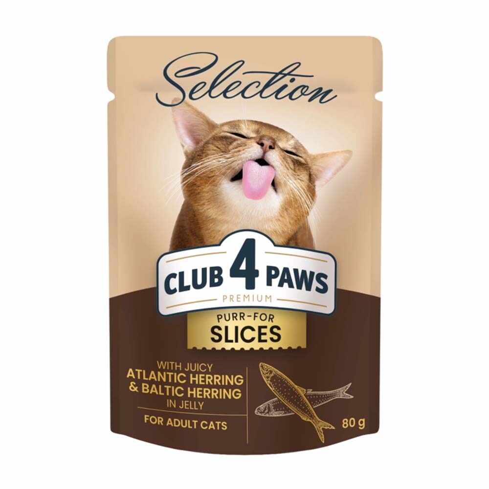 Club 4 Paws Premium Selection Plic Pisica Adult - Bucati de Hering (in aspic) 80g