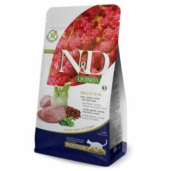 N&D Quinoa Digestive, Miel, hrană uscată fără cereale pisici, 1.5kg