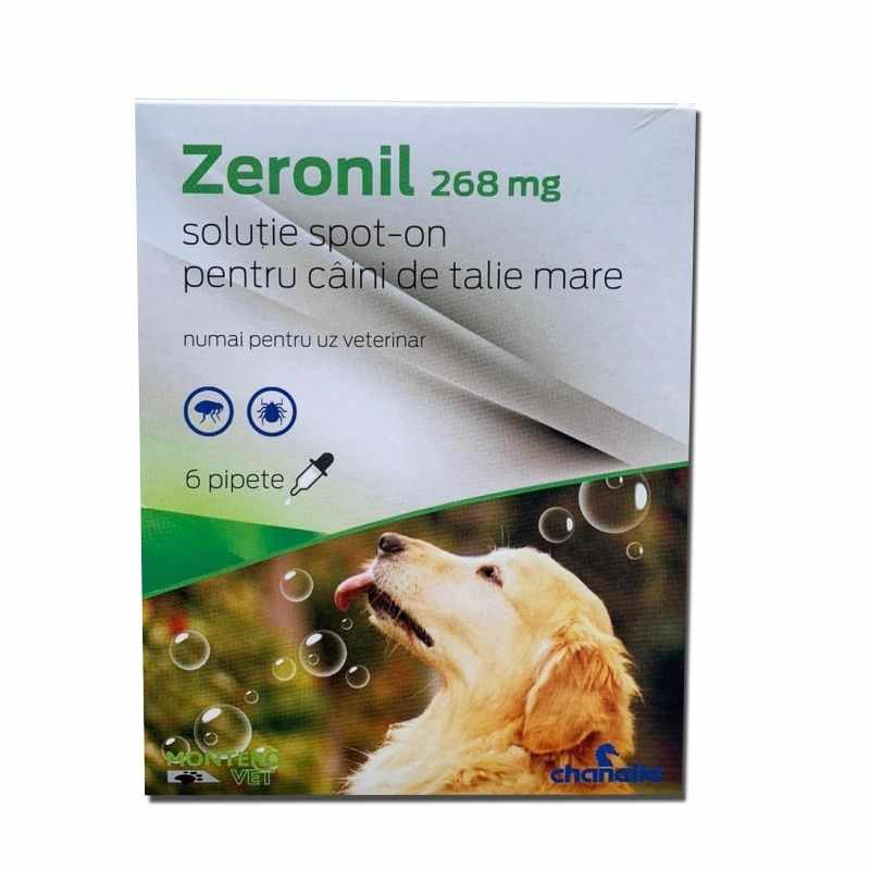 Pipete antiparazitare caini, Zeronil, 268 mg 20 - 40 kg 6 pipete