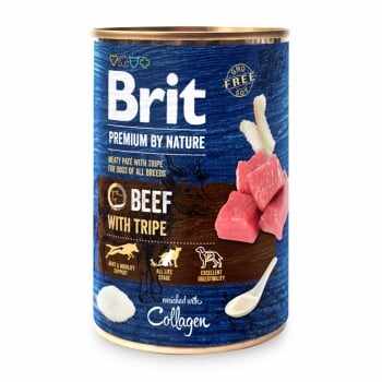BRIT Premium By Nature, Vită și Burtă, conservă hrană umedă fără cereale câini, (pate), bax, 400g x 6buc