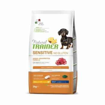 NATURAL TRAINER Sensitive No Gluten, XS-S, Miel, hrană uscată monoproteică câini, sistem digestiv, 2kg
