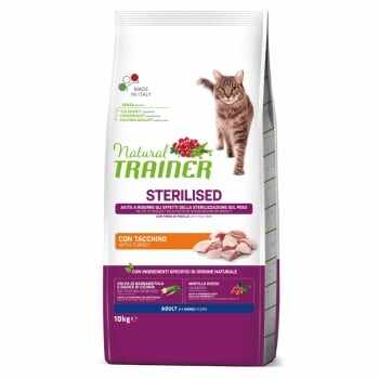 NATURAL TRAINER Sterilised, Curcan, hrană uscată pisici sterilizate, 10kg