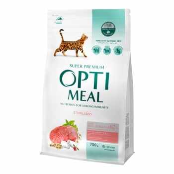 OPTIMEAL Sterilised, Vită, hrană uscată pisici sterilizate, 700g
