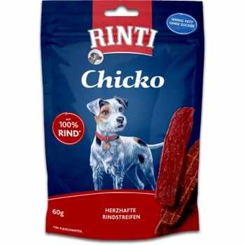 RINTI Chicko, XS-XL, Vită, punguță recompense fără cereale câini, deshidratat, 60g