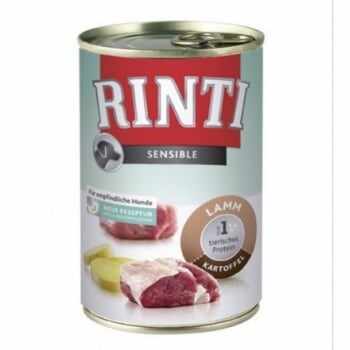 RINTI Sensible, XS-XL, Miel și Cartofi, conservă hrană umedă monoproteică fără cereale câini, alergii, (în suc propriu), 400g