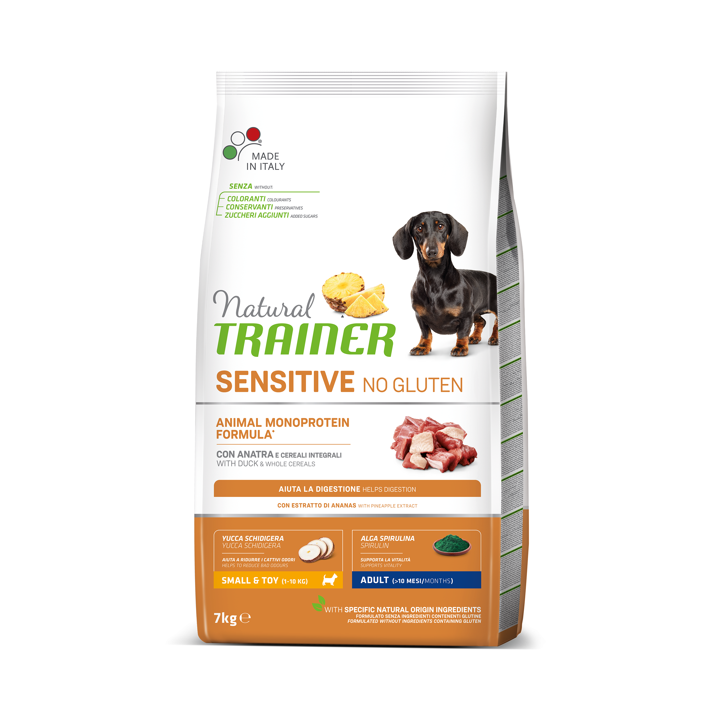 Natural Trainer, Dog Mini Adult Sensitive No Gluten, Rata, 7 kg