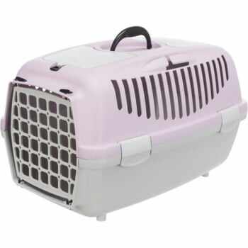 TRIXIE Capri 2, cușcă transport câini și pisici, XS-S(max. 8kg), plastic, deschidere frontală, gri și mov, 37 x 34 x 55 cm