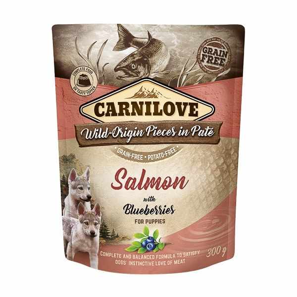 Carnilove Dog Pouch Paté Salmon with Blueberries for Puppies, 300 g