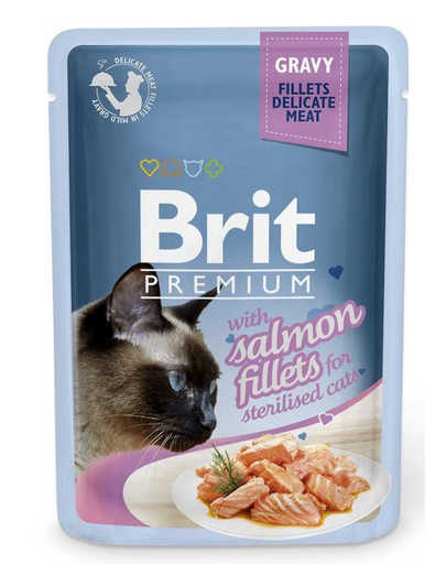 BRIT Premium Cat Fillets in Gravy somon - pisici sterilizate 85 g